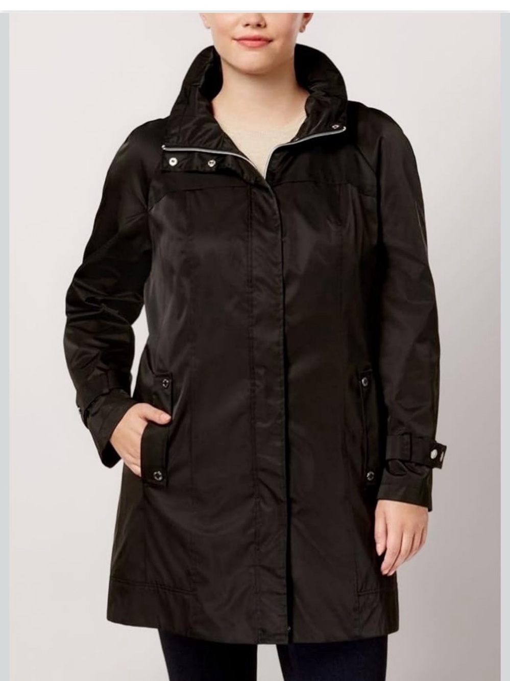 Calvin Klein Hooded Trench Coat Black Size Small